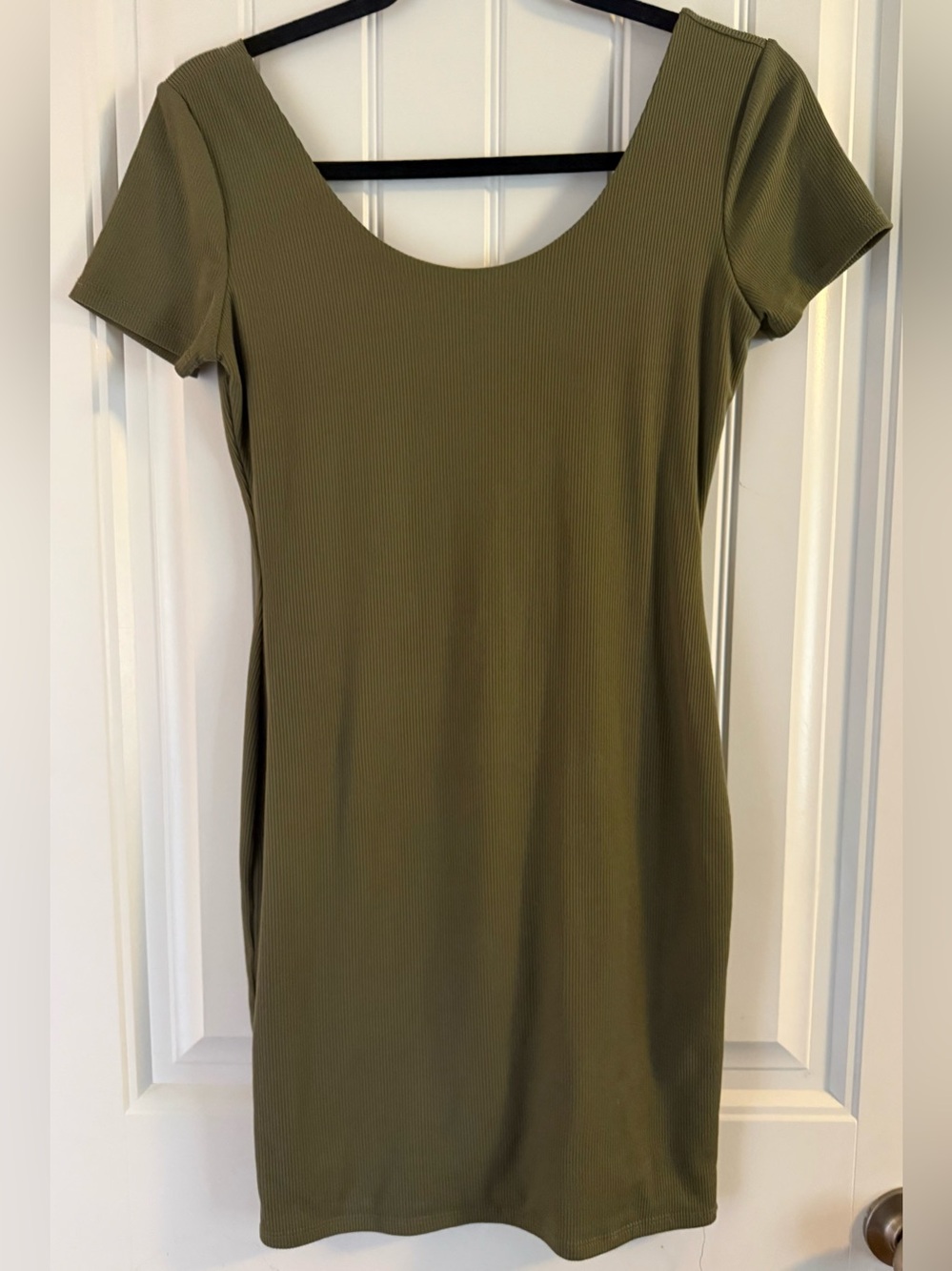 Olive Green Scoop Neck Mini Dress